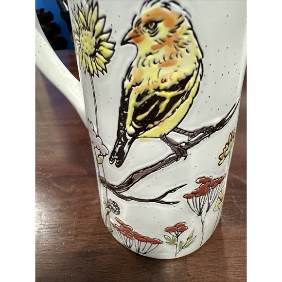 Pottery Pitcher Wildflowers With Songbirds 9.5" - Picture 5 of 5